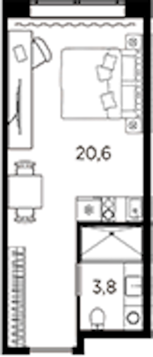 Квартира студия 24.4 м², 5/13 эт., ЖК «AVENIR Industrial»